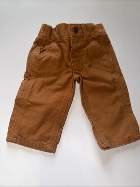 Carhartt Infant Canvas Dungaree Pants Duck Brown Boy's Size 3M Carpenter
